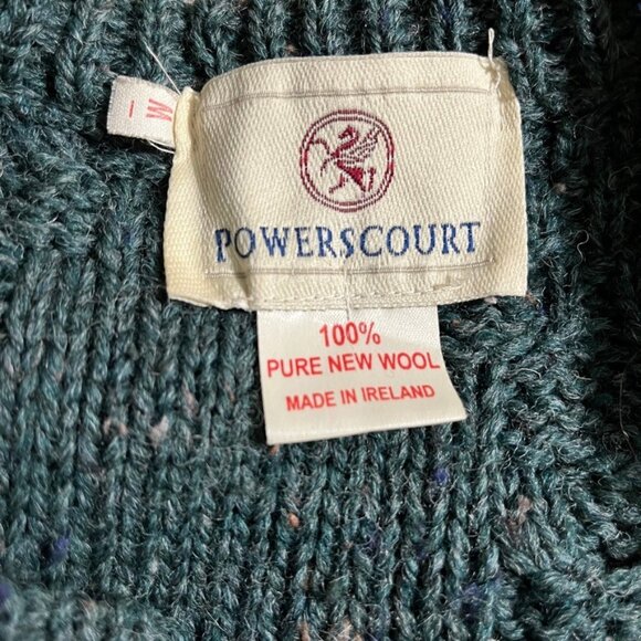 Vintage Womens Emerald Green 100% Wool Irish Fisherman Chunky Cardigan Sz M - Picture 5 of 7